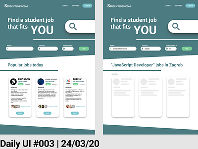 #DailyUI 003 - Landing Page amateur app dailyui design figma figmadesign flat landing page minimal student job students ui ux