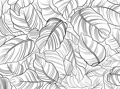 Tropical Pattern contour flowers illustration leaves line lineart pattern plant tropic tropical tropics