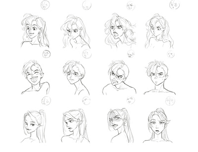 Emotions Sketches characters contour emotions illustration mood moods photoshop sketches