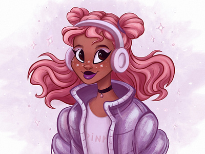 Girl with Pink Hair Illustration