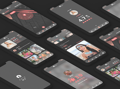 Rate Me | UI Design app black mirror dark mode logo pink rate me social app social media app social network socialmedia ui