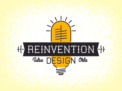 Reinvention Design Logo custom type light bulb line logo reinvention simple tulsa type