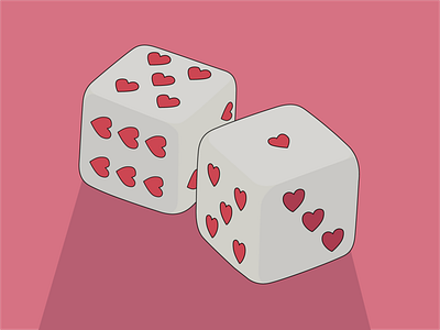 Dices dice dices hearts illustration red white