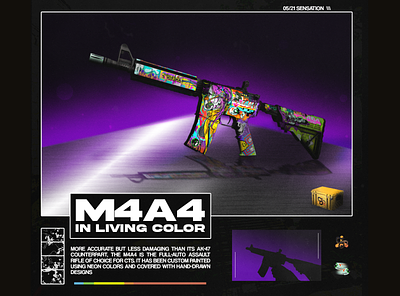 M4A4 Artwork artwork bright csgo csgo case graphic gun illustration m4 m4a4 neon new purple sensation snakebite weapon