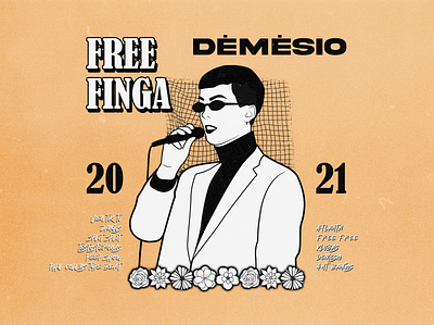 Free Finga DĖMESIO art artwork branding character graphic graphic design illustration lithuania singer yellow