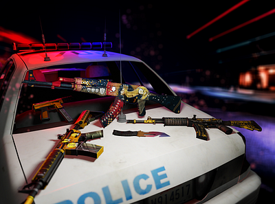 CSGO Loadout artwork 3d 3d modeling ak 47 artwork csgo csgoskins guns m4a4 police skins war weapon