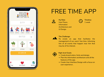 FreeTime App events free time interface ui design