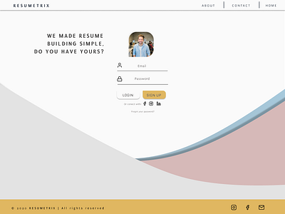 Log in Page dashboad design interface landing page log in resume resume builder resume design ui uidesign ux