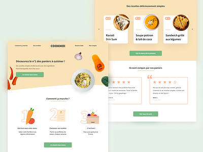 Daily UI #003 - Landing Page card daily ui dailyui food illustration landing landing page recipe testimonial