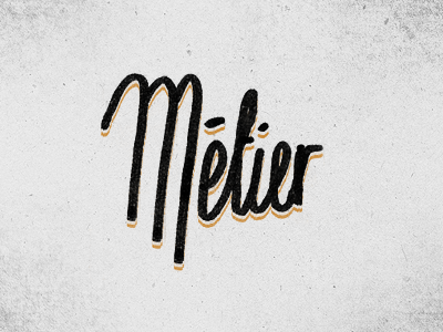 Métier grunge hand m orange script typography white