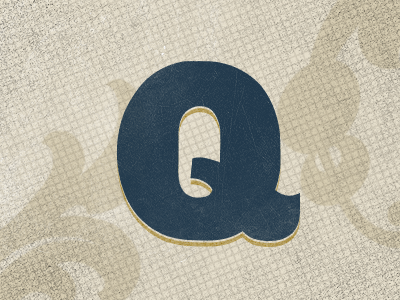 Q. blue brown drop cap grunge letter letterpress q retro typography vintage wood block