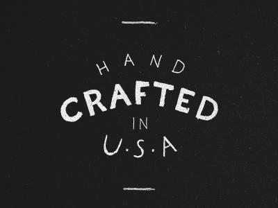 Hand Crafted black hand lettering typography usa white