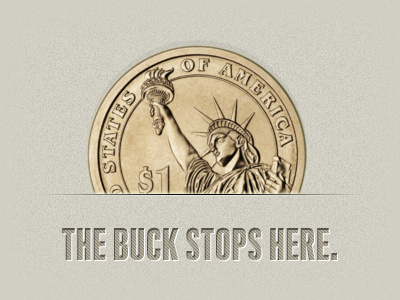 The Buck. america buck letterpress money retro titling