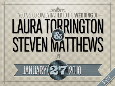 You're Invited! wedding invite invitation love marriage titling clarendon brown retro vintage blue pattern