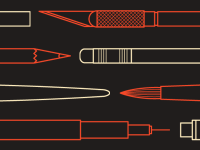 Tools of the Trade [Animated] animated gif beige black icons paintbrush pen pencil red vector x-acto
