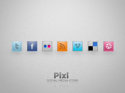 Pixl Icons clean delicious dribbble facebook flickr icon light rss social media twitter vimeo