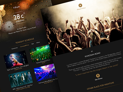 Nightlife app black concept design layout ui web