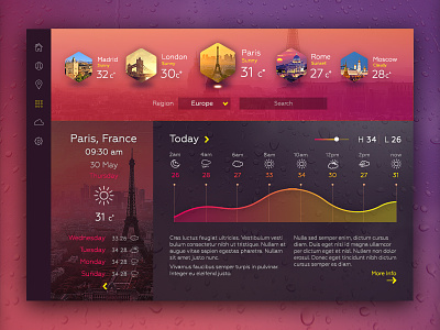 Weather Website - Sunny app black clean concept design interface red ui ux web website