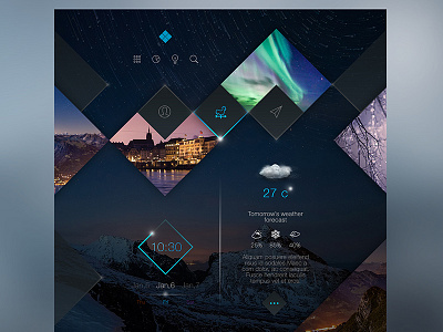 Square Zone for traveling and weather forecast black blue clean design grey interface minimal ui ux web web design website