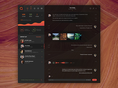 Que Chat app application black concept dark design interface red ui ux web website