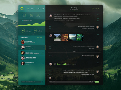 Que Chat - Green Sidebar app application green black concept dark design interface ui ux web website