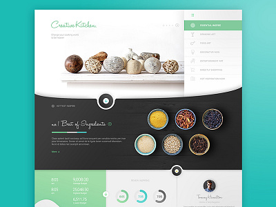 Creative Kitchen black clean concept design green interface minimal ui ux web website white