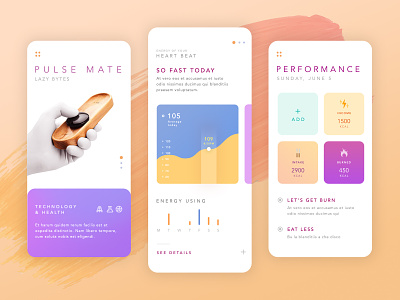 Pulse Mate app application clean color concept design health health app interface minimal ui ux white