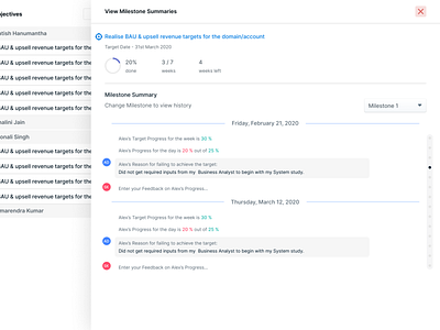 Manager reviews milestones completed by an Employee app ui design ux design web design