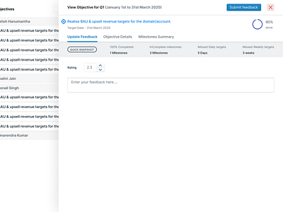 Manager provides feedback on Employees OKR for the quarter ui design ux design web design