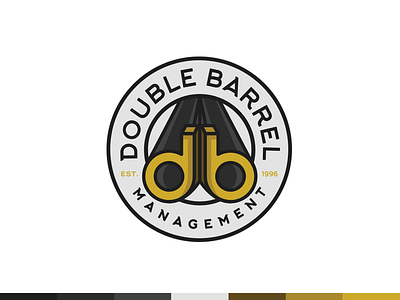 Double Barrel Mgmt Logo graphic design logo gun illustration shotgun texture type typography