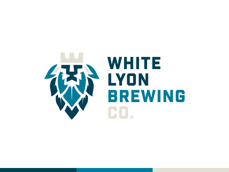 White Lyon Brewing Co. Logo badge flat design graphic design logo illustration type typography