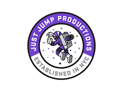 Just Jump Productions Badge Option #1 badge graphic design logo illustration lettering space stars typography