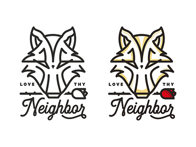 Love Thy Neighbor. badge flower graphic design logo illustration lettering rose typography wolf