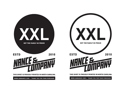 WIP | Nance & Company Clothing Tag. badge clothing graphic design logo illustration lettering size tag typography
