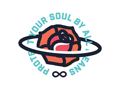 Protect Your Soul 2. badge flower graphic design logo halo illustration lettering rose typography