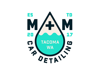 M + M Car Detailing. badge detailing drop graphic design logo illustration lettering typography water
