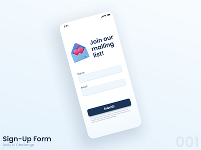 Mailing List Sign-Up Form app design graphic design ui ux