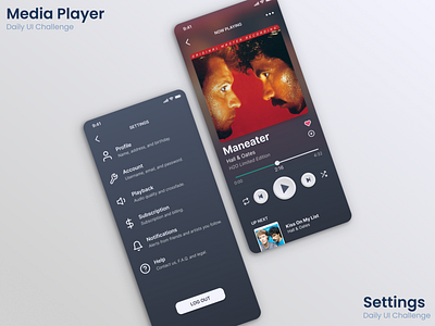 Media Player & Settings app design graphic design ui ux