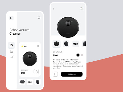 Robot vacuum cleaner app button card categories category page cleaning dailyui design dribbble menu phone robot save shopping cart ui ux ui element ui elements vacuum cleaner vacuum tube