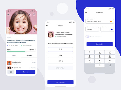 Charity App amount button charity checkout checkout page curd number cvv donation progress bar progressbar share support toggle ui ux ui cards ui elements verification code volunteer