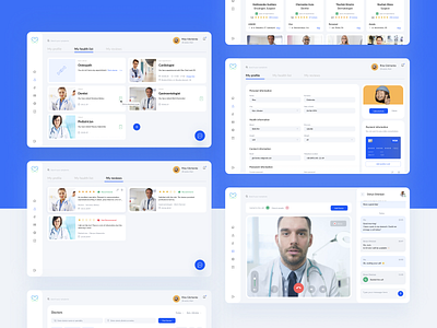 Medical App. Doctor. User profile appointment banking card button dashboard doctor health app health care inputs logo medecine message minimalism recite reviews side menu treatment ui ux ui cards user profile video call