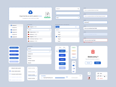 UI kit/UI Components button checkboxes chip chips countries dropdown dragdrop dropdown input modal window pop ups progress bar radio button search selector status toggle toggles ui components ui elements uploader