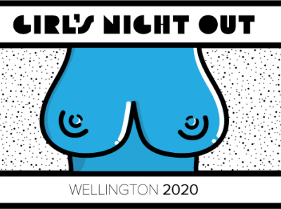 Girl's Night Out 2020 boobs gradient illustration pop art wellington