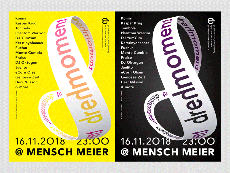 Event Poster "drehmoment" acts bands club djs event marketing event poster event promotion lineup music music event party poster art poster design print layout spinning swiss design swiss style techno torque typogaphy