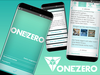 App Concept "OneZero" app design board chat chat app cloud communication forum logodesign mobile app mobile ui ngo one ticketing turqoise ui ui ux zero