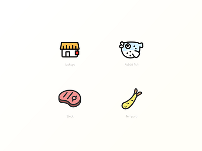 Food icons food fuku icon izakaya japan rabbit fish steak tenpura