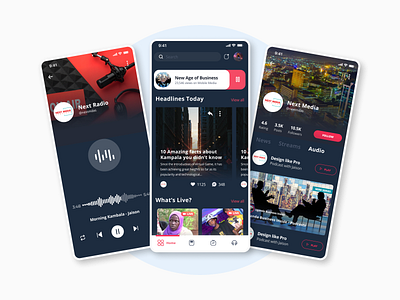 Afro Mobile Media App app dark mode design media news app ux