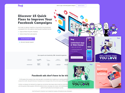 Landing Page/Ads for Graphic Designer Agency ads advertising agency branding facebook graphic design landing page marketing ui ux web design