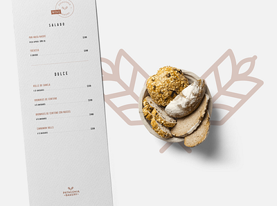 MENU - PATAGONIA BAKERY brand identity branding bread caramel design wheat