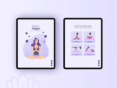 Yogya buttons ipad love meditation navigation purple ui uidesign ux uxdesign uxui violet welcome yoga